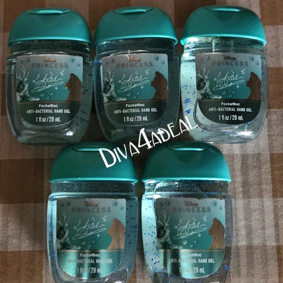 5X Bath & Body Works X DISNEY PRINCESS ARIEL Anti Bacterial Hand Gel Pocketbacs - Picture 1 of 2